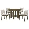 Coaster Fine Furniture 193660-S5 Ottowa - 5 Piece Round Wood Dining Room Table Set - Brown