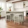 ACME 77182 Tasnim - Counter Height Stool (Set of 2) - Tan Fabric & Antique White