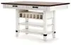 Ashley Furniture D546-32 Valebeck - Rect Dining Room Counter Table With Wine Rack - White / Brown