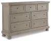 Ashley Furniture B733/31/36/56/78/97/92(2) Ashley Furniture B733/31/36/56/78/97/92(2) Lettner - King Sleigh Bed - 7 Pc. - Dresser, Mirror, King Bed, 2 Nightstands - Light Gray