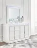 Ashley Furniture B822/31/36/46/58/56S/94/92(2) Ashley Furniture B822/31/36/46/58/56S/94/92(2) Chalanna - 8 Pc. - Dresser, Mirror, Chest, California King Upholstered Storage Bed, 2 Nightstands - White