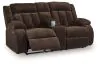 Ashley Furniture PC2140696 Free Wake - Double Relcining Power Loveseat With Console - Chocolate