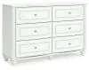 Ashley Furniture PCB1819-21 Kozlani - Six Drawer Dresser - White