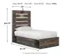 Ashley Furniture B211B8 Ashley Furniture B211B8 Drystan - Twin Panel Bed With 2 Side Drawers - Brown / Beige