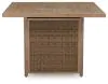 Ashley Furniture P749/665/130(2) Walton Bridge - 5 Pc. - Square Bar Table W/Fire Pit, 4 Barstools - Driftwood