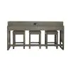 Liberty Furniture 798-OT-4PCS Bartlett Field - 4 Piece Living Room Set (Console Bar Table & 3 Console Stools) - Dusty Taupe