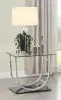 CoasterEssence 704987 Danville - Square U-Shaped Glass Top Side End Table - Chrome