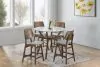 New Classic 45-D1651-DG4GC Oscar - Round Glass Counter Table With 4 Gray Cushion Chairs - Brown / Gray