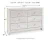 Ashley Furniture B181-31 Paxberry - Six Drawer Dresser - Medallion Drawer Pulls - Whitewash