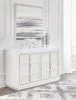 Ashley Furniture B822/31/36/46/58/56S/97 Ashley Furniture B822/31/36/46/58/56S/97 Chalanna - 6 Pc. - Dresser, Mirror, Chest, King Upholstered Storage Bed - White