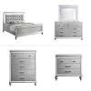 New Classic 02-9698S-25C New Classic 02-9698S-25C Valentino - Western King 5 Piece Bedroom Set (Bed, Dresser, Mirror, Nighstand, Chest) - Silver