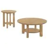Coaster Fine Furniture 706298-S2 Ottowa - 2 Piece Round Wood Coffee Table Set - Washed Oak