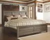 Ashley Furniture B251/31/36/58/56/94/92(2) Ashley Furniture B251/31/36/58/56/94/92(2) Juararo - 7 Pc. - Dresser, Mirror, California King Panel Bed, 2 Nightstands - Dark Brown