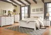 Ashley Furniture B267/31/36/57/54/98/92(2) Ashley Furniture B267/31/36/57/54/98/92(2) Willowton - 7 Pc. - Dresser, Mirror, Queen Panel Bed, 2 Nightstands - Whitewash