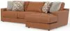 Jackson Furniture Industries 5045/63/76-26 Minori - Italian Leather 2 Piece Sofa / Chaise With RSF Chaise - Whiskey