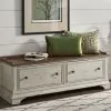 Liberty Furniture 498-OT47 Morgan Creek - Storage Hall Bench - Antique White / Wirebrushed Tobacco Accents
