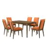 New Classic 40-7185BO-D6C New Classic 40-7185BO-D6C Maggie - Dining Table With 6 Terracotta Chairs - Dark Brown
