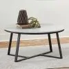 CoasterEveryday 723238 Hugo - Round Faux Marble Coffee Table - White And Matte Black