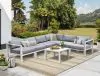 Intercon NS-SF-ARMLSS-BUF-7PC Nash - 6 Piece Outdoor Seating Sectinal And Table - Buff