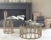 CoasterEssence 708057 Monett - Round Glass Top Side End Table - Chocolate Chrome