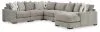 Benchcraft® 20305/64/77/46(3)/17/11 Benchcraft® 20305/64/77/46(3)/17/11 Aslan Court - 7 Pc. - 6-Piece Sectional With Raf Corner Chaise, Ottoman - Pebble
