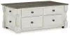 Ashley Furniture T994-20 Havalance - Lift Top Cocktail Table with Storage Drawers - White / Gray