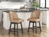 Ashley Furniture D618-324 Neymorton - Upholstered Swivel Faux Leather Barstool (Set of 2) - Dark Grayish Brown