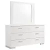 CoasterEssence 203503M Felicity - 6-Drawer Wood Dresser With Mirror - White High Gloss