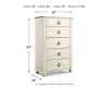Ashley Furniture B267-46 Willowton - Five Drawer Chest - Brown / Beige / White