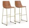 Ashley Furniture PCD373-230 Ashley Furniture PCD373-230 Ciabori - Tall Upholstered Barstool (Set of 2) - Brown / Gold