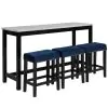 New Classic D400-B3S-BLU New Classic D400-B3S-BLU Celeste - 4 Piece Dining Set (Theater Bar Table & 3 Stools) - Blue