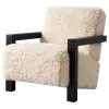 Coaster Fine Furniture 907533 Fitzroy - Faux Fur Upholstered Chair Solid Wood Arms - Latte