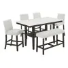 New Classic 45-D422-D4CB New Classic 45-D422-D4CB Carissa - Rectangle Counter Table With 4 Chairs & 1 Bench - White