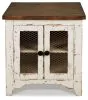Ashley Furniture T459-3 Wystfield - Rectangular End Table - 2 Doors - White / Brown