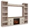 Ashley Furniture EW0267W9 Ashley Furniture EW0267W9 Willowton - 5-Piece Entertainment Center With Electric Fireplace - Whitewash