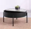Coaster Fine Furniture 707898 Ozella - Round Coffee Table With Hidden Storage Sandy - Black