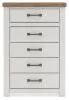Benchcraft® B4615-46 Savonport - Five Drawer Chest - White / Brown