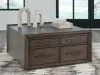 Ashley Furniture T669-8 Kallenny - Square Cocktail Table - Brown / Gray