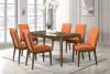 New Classic 40-7185BO-D6C New Classic 40-7185BO-D6C Maggie - Dining Table With 6 Terracotta Chairs - Dark Brown