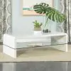 CoasterEssence 703798 Airell - Rectangular Coffee Table With Shelf - White High Gloss
