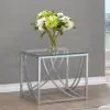CoasterEssence 720497 Lille - Square Glass Top Side End Table - Chrome