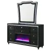 Coaster Fine Furniture 223163FBM Lorient - 8-Drawer LED Flame Box Dresser And Mirror - Black
