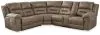 Ashley Furniture 83106S2C Ravenel - 3-Piece Power Reclining Sectional With Raf Power Reclining Loveseat With Console - Faux Leather - Fossil