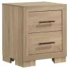 Coaster Fine Furniture 223112 Arielle - 2-Drawer Bedroom Nightstand With Casters - Light Oak