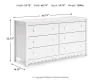 Ashley Furniture EB1810-231 Hallityn - Six Drawer Dresser - White