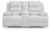 Ashley Furniture PC4280496 Rhines Falls - Double Reclining Power Loveseat With Console - Alloy