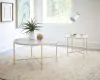 CoasterEssence 723207 Ellison - Round Marble Top Side End Table - White And Gold