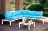 Furniture of America CM-OS2580-PK Winona - Patio Sectional With Table - White / Oak / Blue
