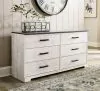 Ashley Furniture EB4121-231 Shawburn - Six Drawer Dresser - Pewter-tone pulls - White / Black / Gray