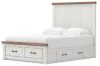 Ashley Furniture B4615B16 Savonport - Queen Panel Storage Bed With Storage Footboard And 2 Under Bed Storage Units - White / Brown